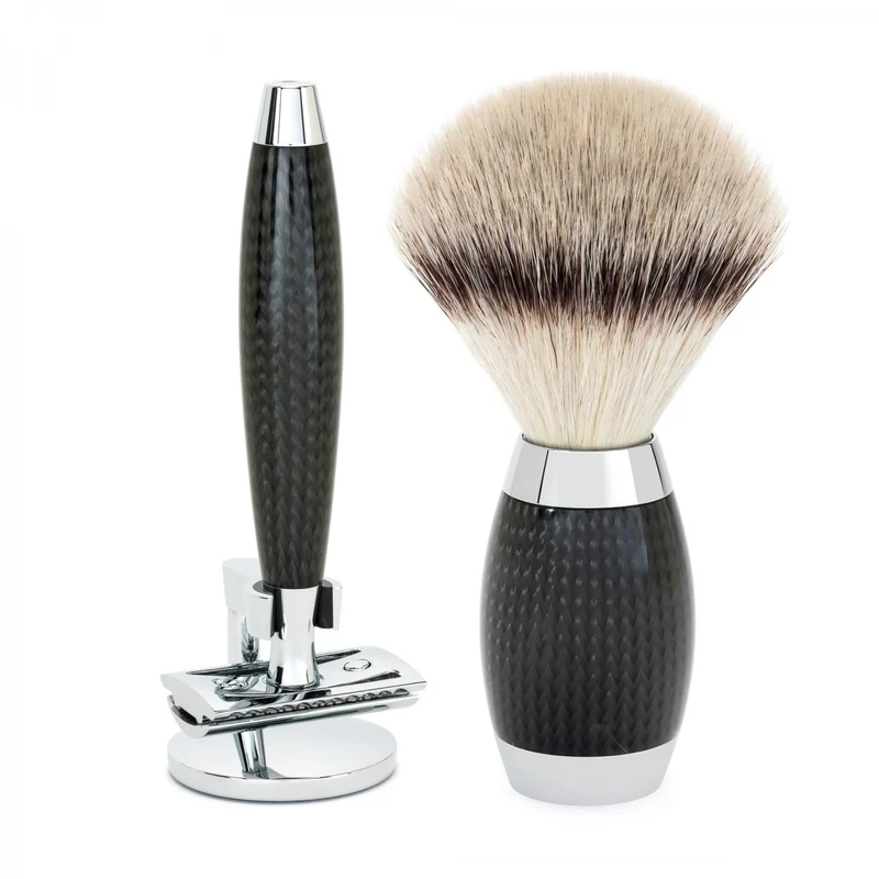 MÜHLE EDITION 3 Pc. Shaving Set, Silvertip Fibre® Brush & Safety Razor, Carbon