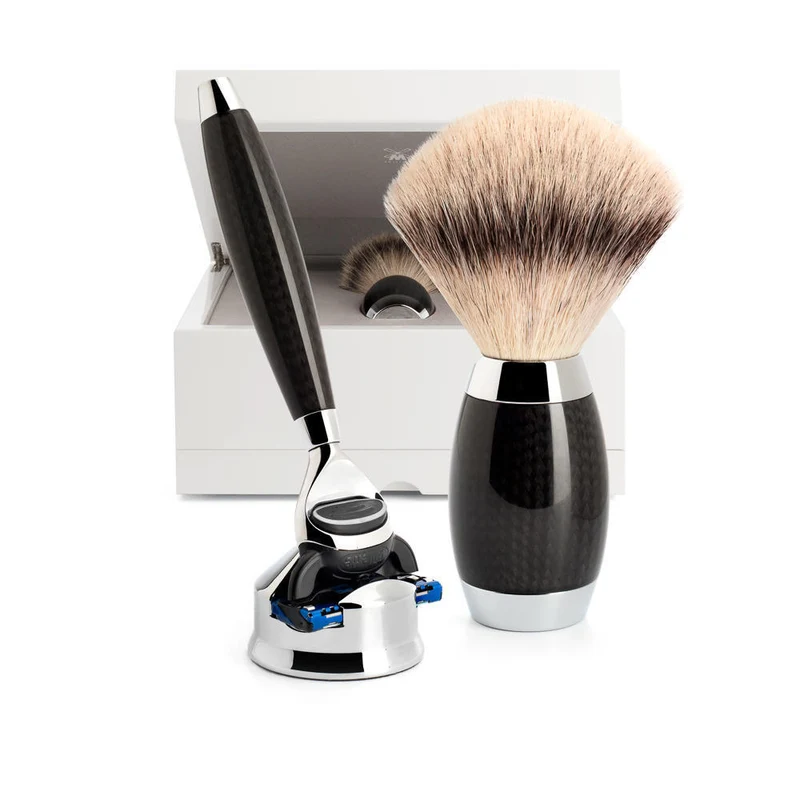 MÜHLE EDITION 3 Pc. Shaving Set, Silvertip Fibre® Brush & Gillette® Fusion™ Razor, Carbon