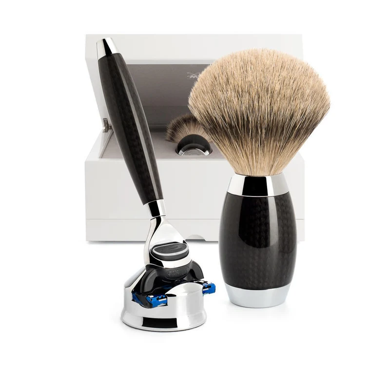 MÜHLE EDITION 3 Pc. Shaving Set, Silvertip Badger Brush & Gillette® Fusion™ Razor, Carbon