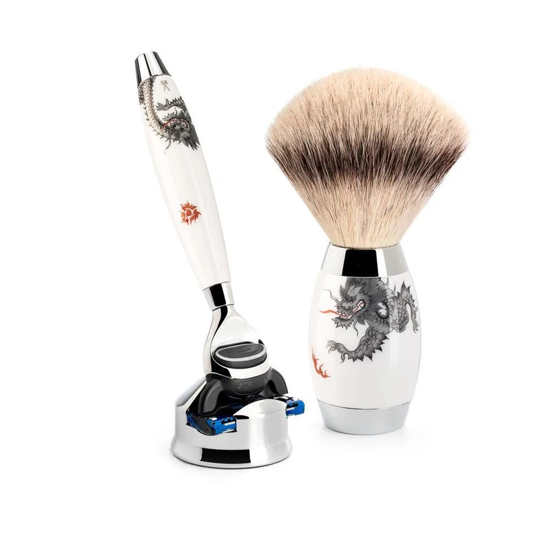 MÜHLE EDITION 3 Pc. Shaving Set, Silvertip Fibre® Brush & Gillette® Fusion™ Razor, Meissen Porcelain