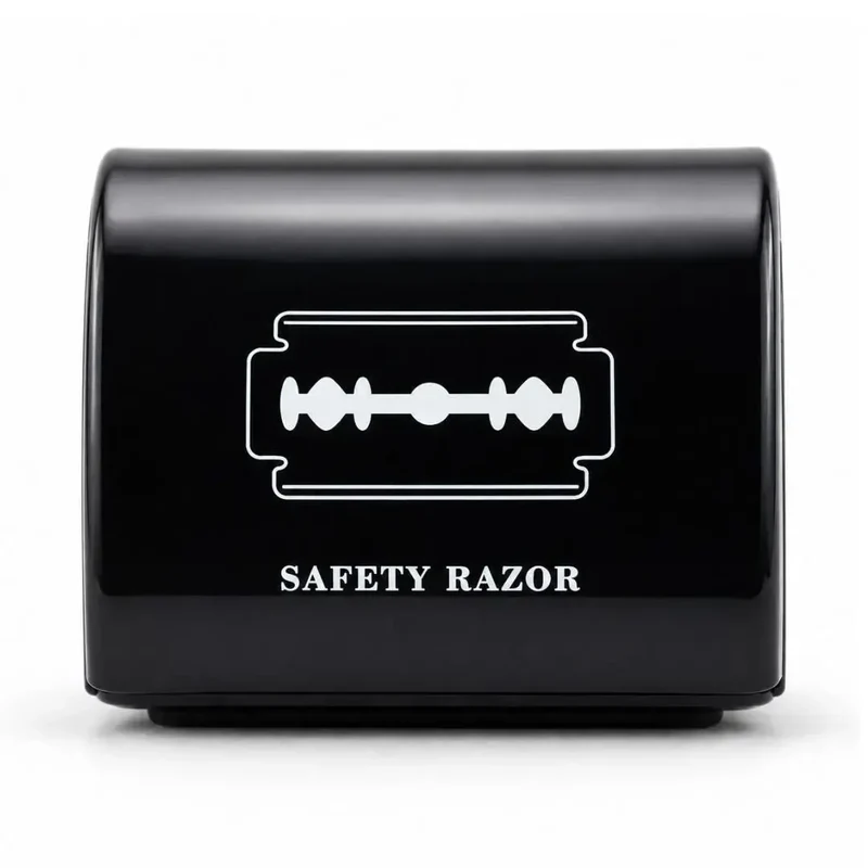 Safety Razor Blade Disposal Box Svart för säker kassering av använda rakblad