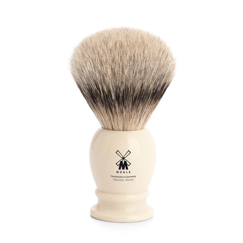 MÜHLE CLASSIC Shaving Brush, Silvertip Badger, Faux Ivory, Large