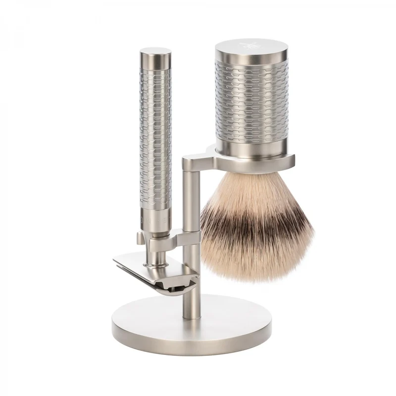 MÜHLE ROCCA 3 Pc. Shaving Set, Silvertip Fibre® Brush & Safety Razor, Stainless Steel