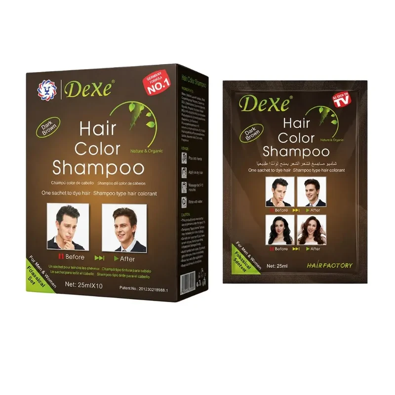 Dexe Hair Color Shampoo Dark Brown 10 x 25 ml