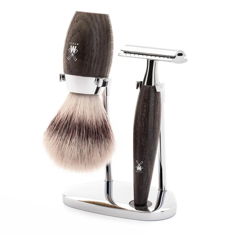 MÜHLE KOSMO 3 Pc. Shaving Set, Silvertip Fibre® Brush & Safety Razor, Bog Oak