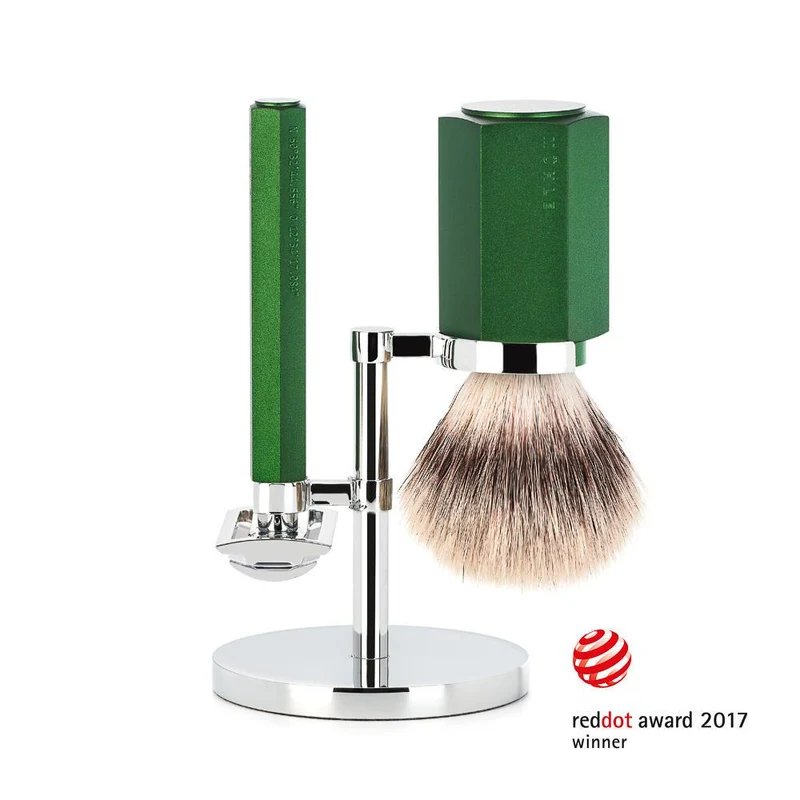 MÜHLE HEXAGON 3 Pc. Shaving Set, Silvertip Fibre® Brush & Safety Razor, Forest