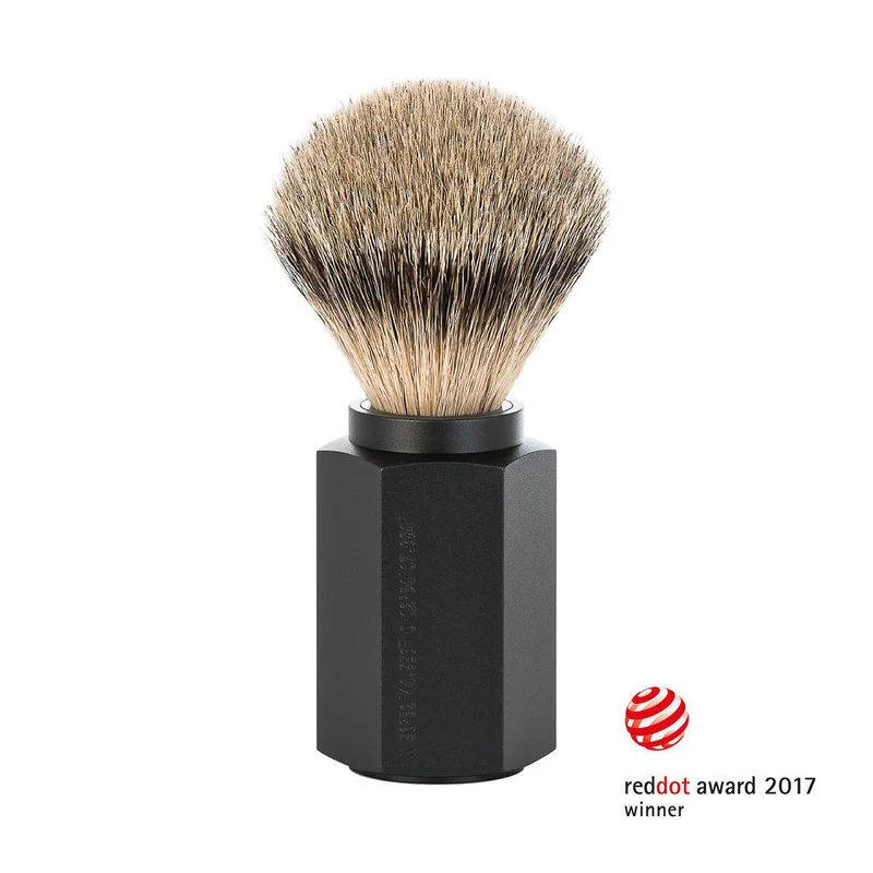 MÜHLE HEXAGON Shaving Brush, Silvertip Badger, Graphite