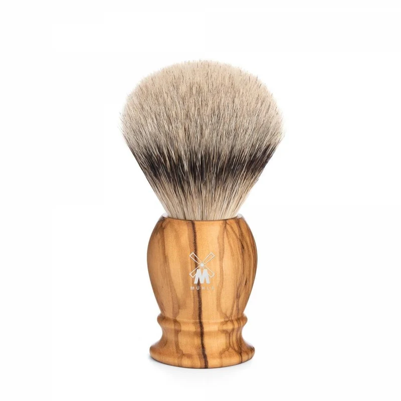 MÜHLE CLASSIC Shaving Brush, Silvertip Badger, Olive Wood, Medium