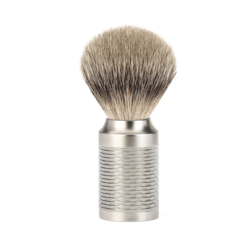 MÜHLE ROCCA Shaving Brush, Silvertip Badger, Stainless Steel