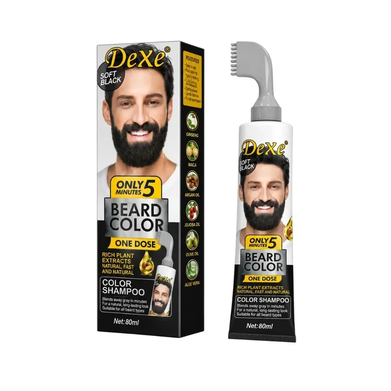 Dexe beard color shampoo soft black – skäggfärg 80 ml