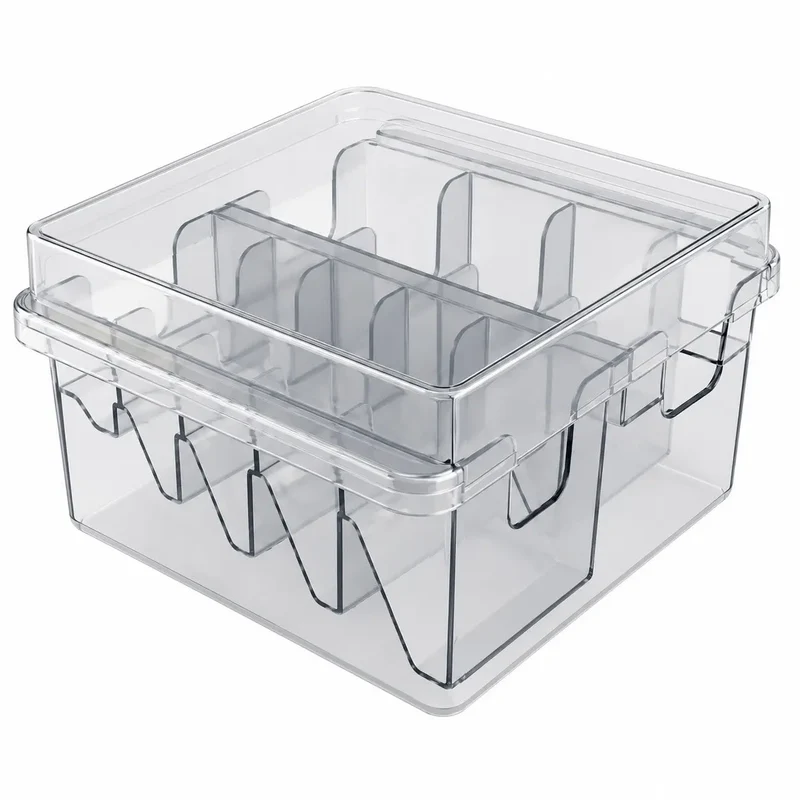 Transparent verktygsbox med fack
