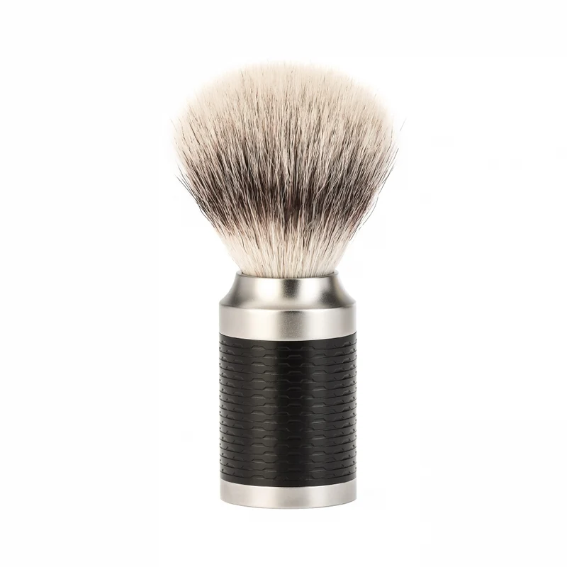 MÜHLE ROCCA Shaving Brush, Silvertip Fibre®, Stainless Steel, Black