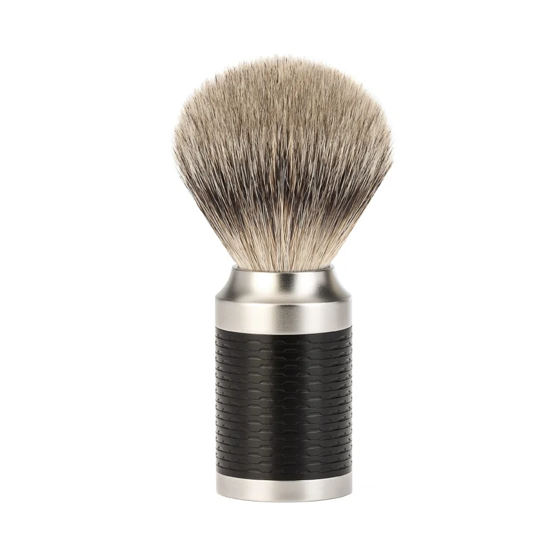 MÜHLE ROCCA Shaving Brush, Silvertip Badger, Stainless Steel, Black