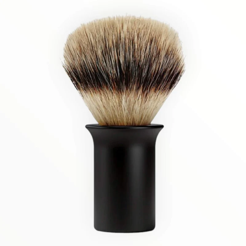 Rakborste, syntetisk silvertip, matt svart