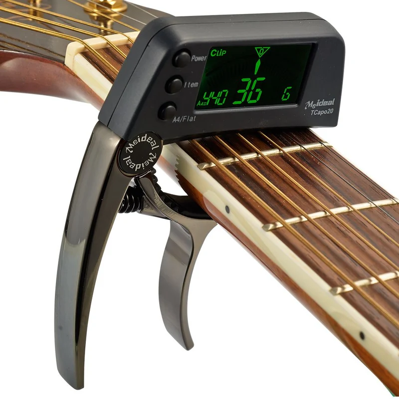Praktisk 2-i-1 Guitar Capo med Indbygget Tuner