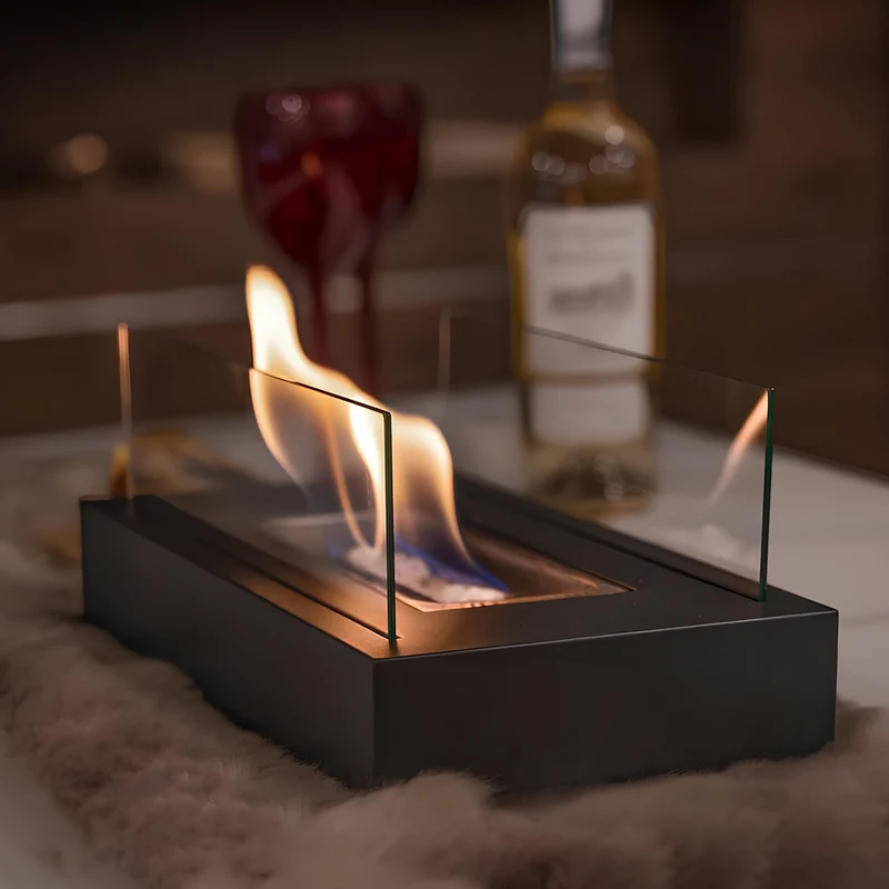 Elegant Bordpejs med Realistisk Flamme i Glas