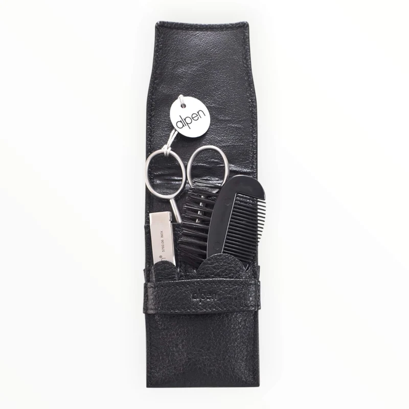 Grooming Set nr. 6893, 3 delar, svart läderfodral