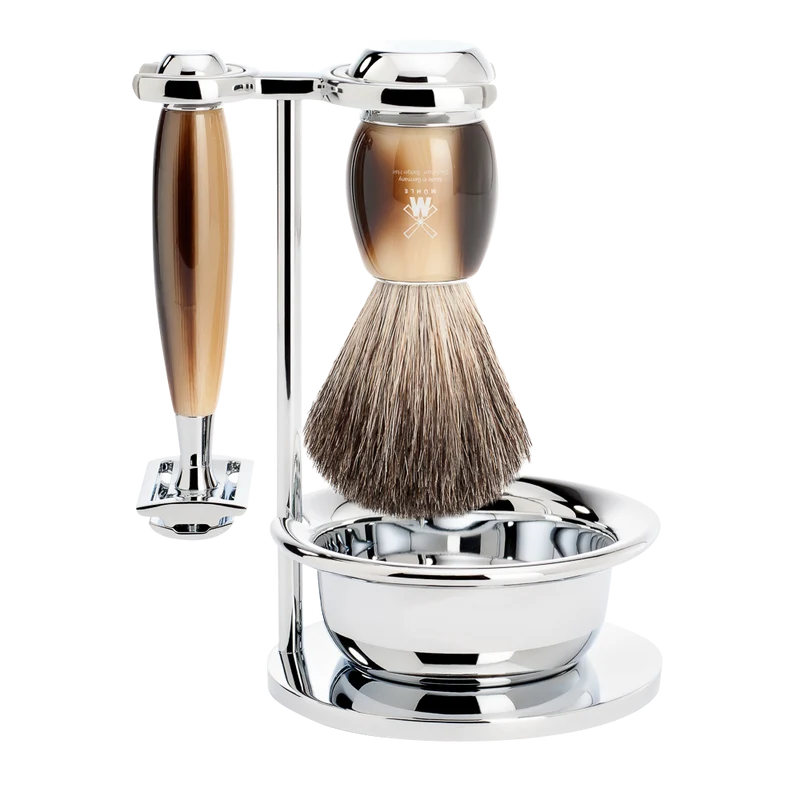 Mühle safety razor set horn brown
