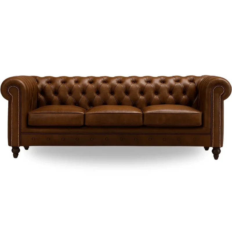 Chesterfield Soffa i Brunt Läder – Klassisk & Elegant Design