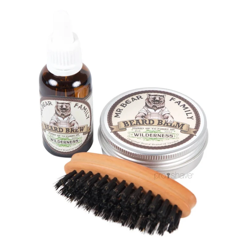 Wilderness Set, skäggolja, skäggbalm och borste