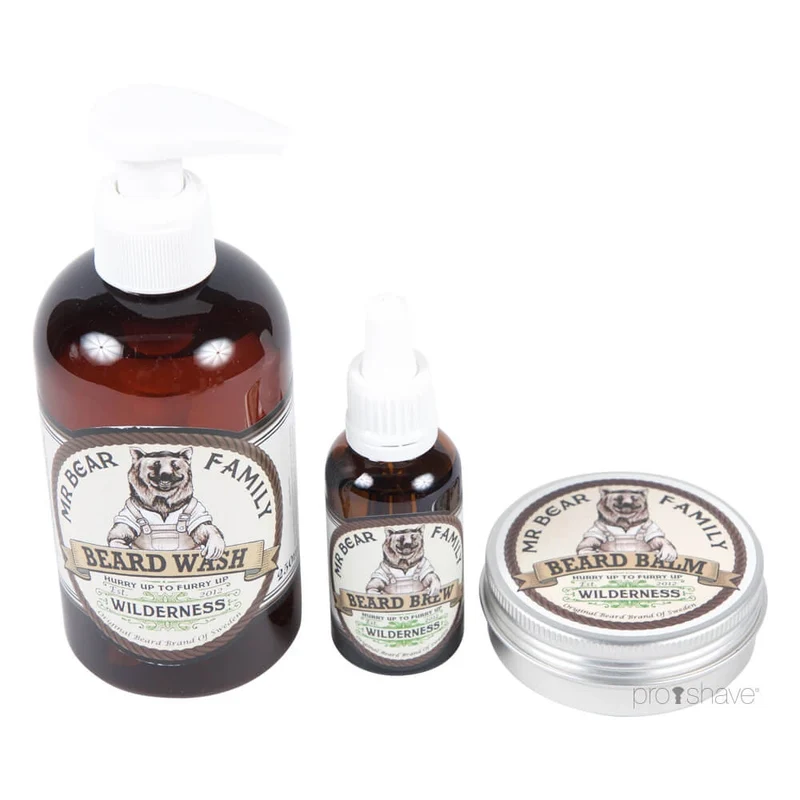 Wilderness Set, skäggschampo, skäggolja och skäggbalm