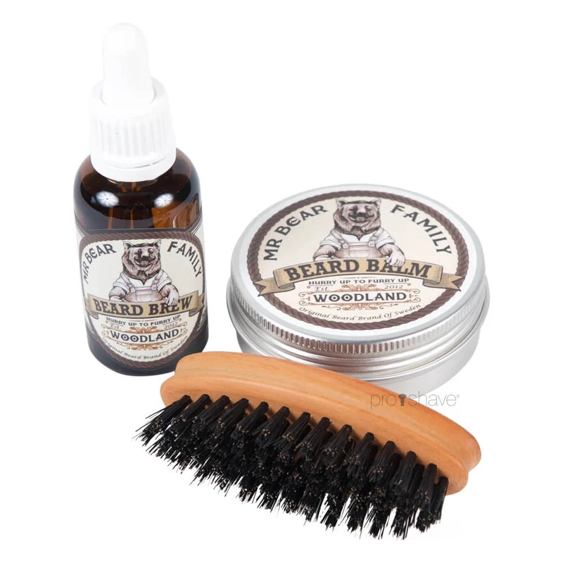 Woodland Set, skäggolja, skäggbalm och borste