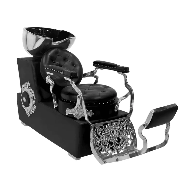 Royal Lyxig Schamponeringsstol – Silver & Svart