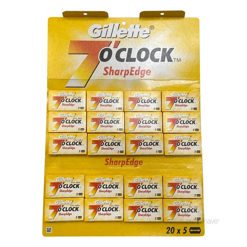 7 O'Clock SharpEdge Rakblad, Gul, 1 st, 20x5 st (100 st)
