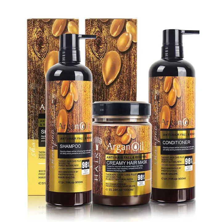 Argan Oil Hårvårdskit – Schampo, Balsam & Krämig Hårinpackning