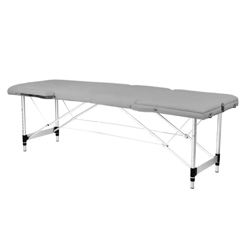 Folding massage table, aluminum, 2-section, gray, comfort