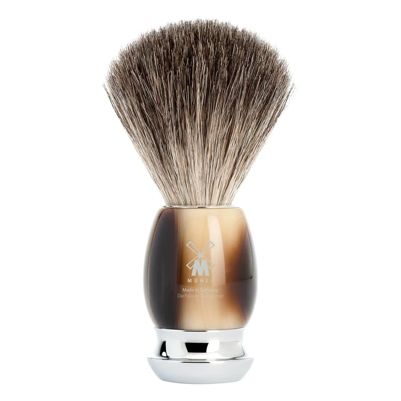 Pure Badger Rakborste, 21 mm, Vivo, brunt horn