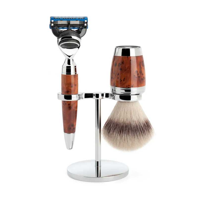 Rakset med rakhyvel, rakborste och hållare, Stylo, Thuja Wood