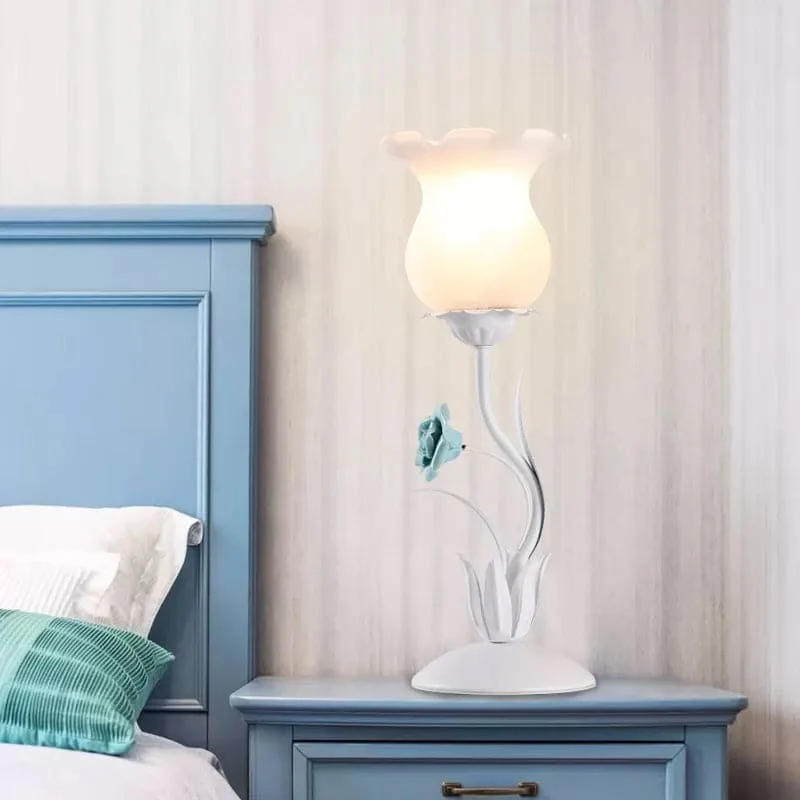 Dekorativ Blomster Bordlampe til Soveværelset