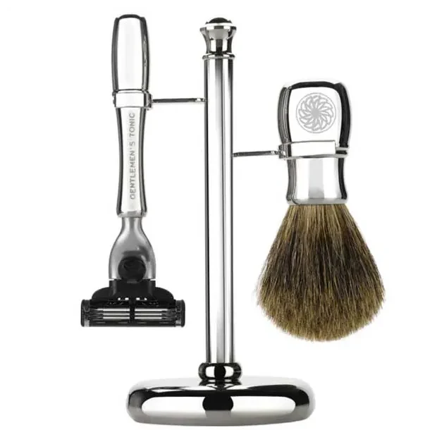 Gentlemen's Tonic Mayfair Shaving Set Chrome Mach3 Pure Badger