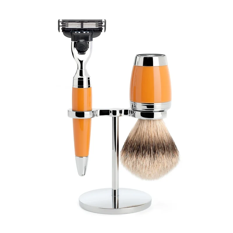 Rakset med Mach3 Rakhyvel, Rakborste och hållare, Stylo, Butterscotch