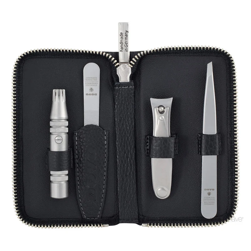 Grooming Set med 4 delar, Svart läder