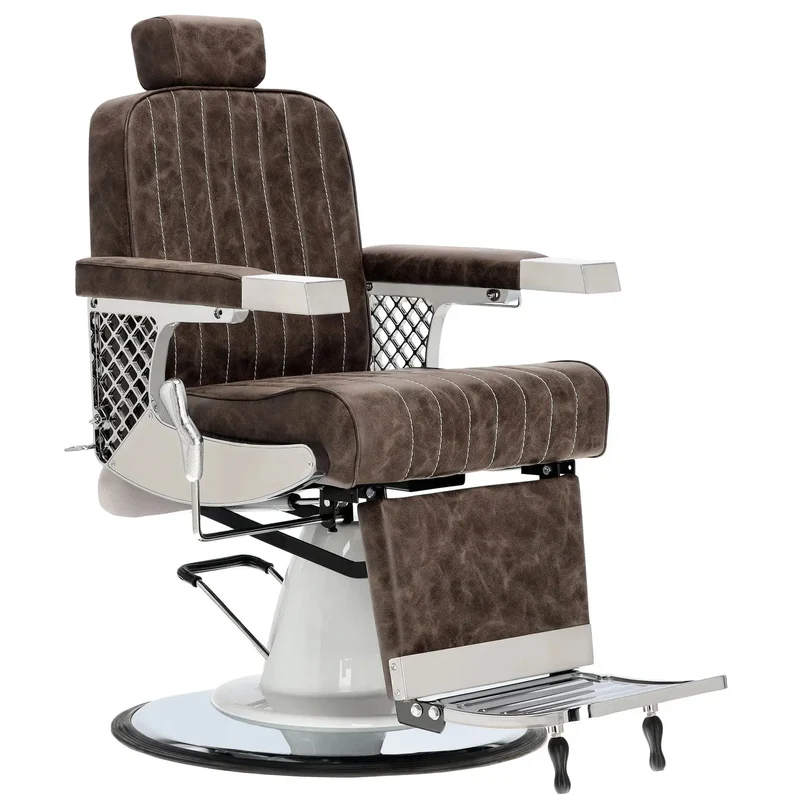 Professionell Barberarstol i Vintage Brun
