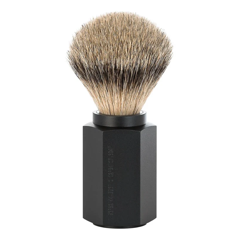 Mark Braun Silvertip Badger rakborste, 21 mm, Hexagon, Aluminium Graphite