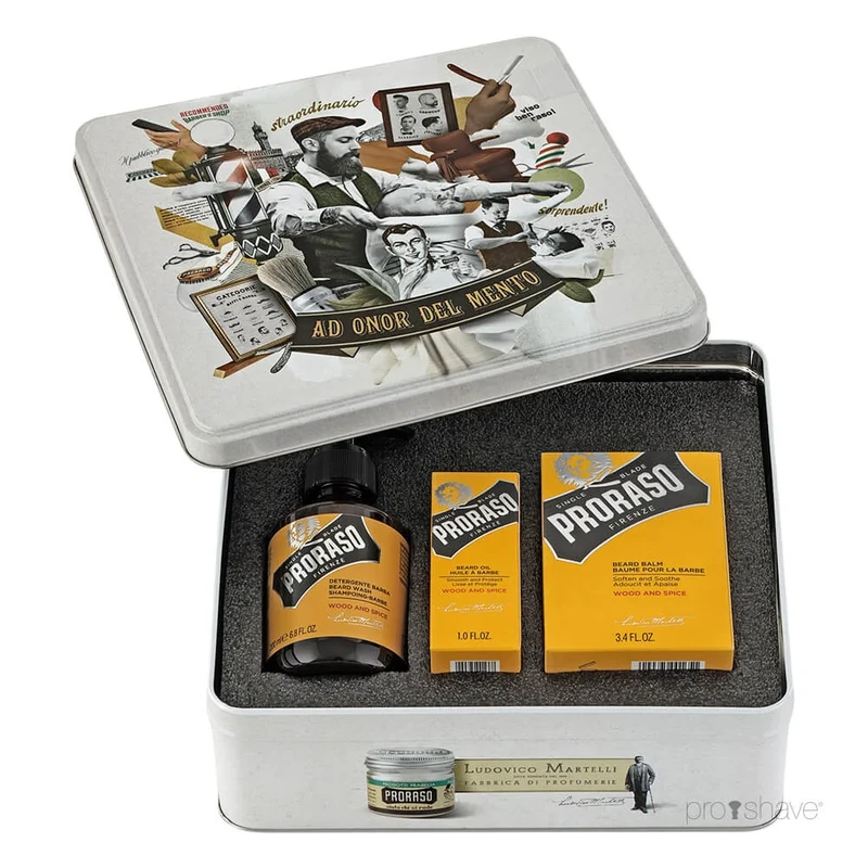 Presentaskar för skäggvård, Wood & Spice