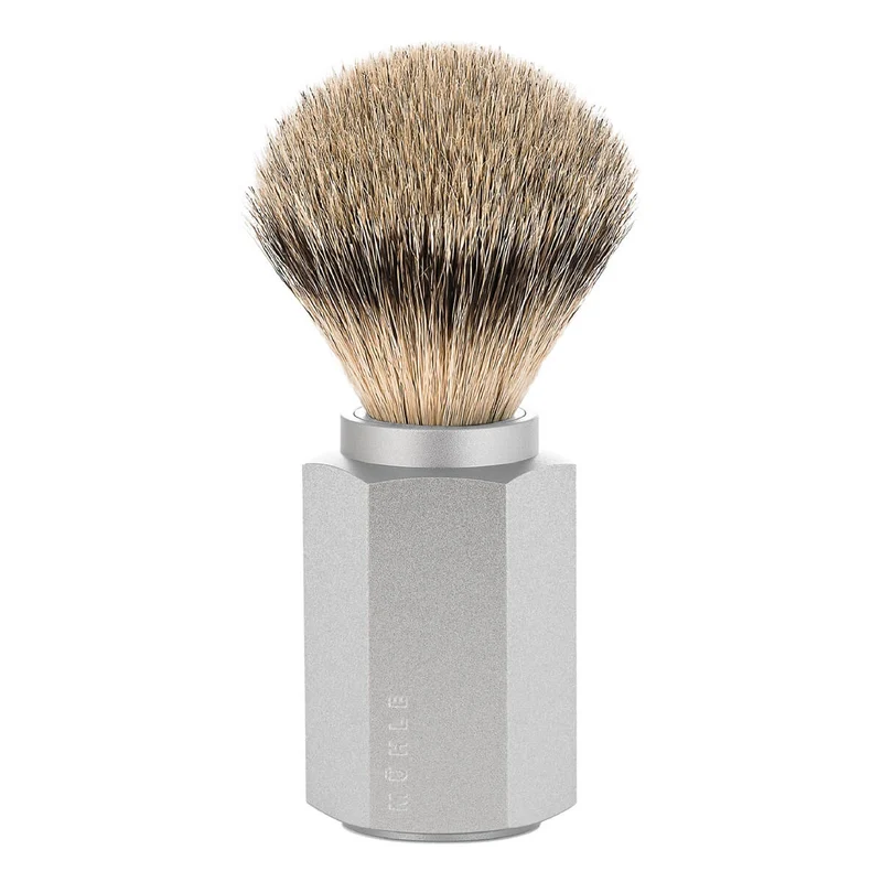 Mark Braun Silvertip Badger Rakborste, 21 mm, Hexagon, Silver Aluminium