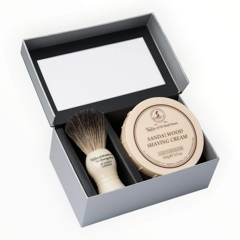 Presentask med Rakborste av Pure Badger och Rakkräm, Sandalwood