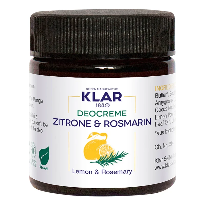 Deodorant Cream, Lemon & Rosemary, 30 ml