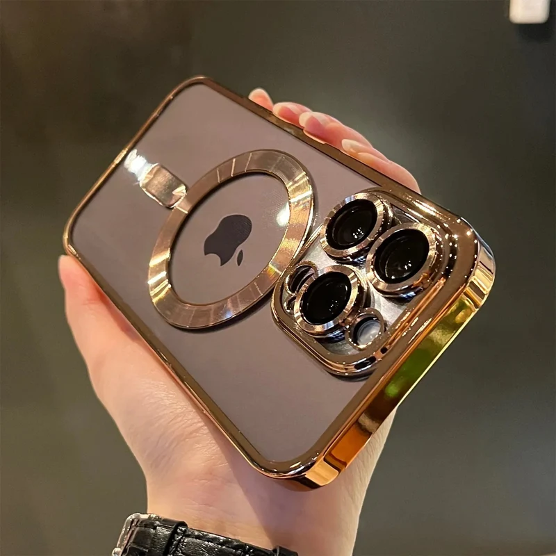 Elegant Magnetisk Coverskal til iPhone med Guld Finish