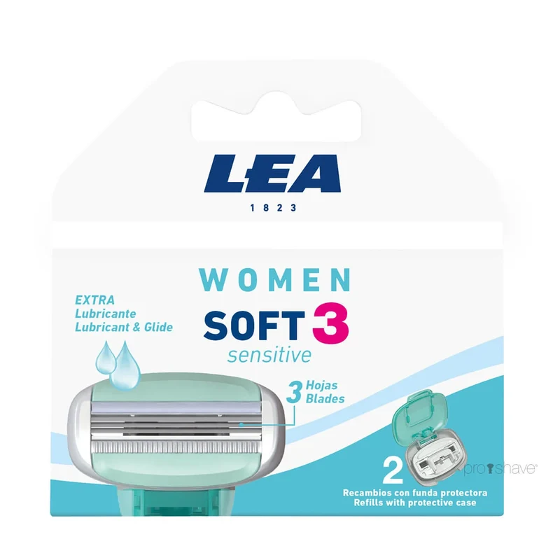 Soft 3 Sensitive, Förpackning med 2 extra Rakblad (3 blad), Dam