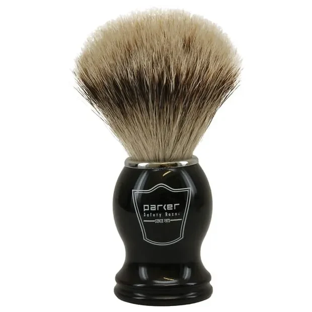 Parker Black Silver Tip Badger Shaving Brush