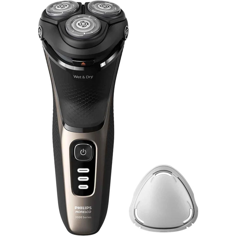 Philips Norelco CareTouch Wet & Dry Electric Shaver with P-Cap, Travel Pouch, Ash Gold S3242/90