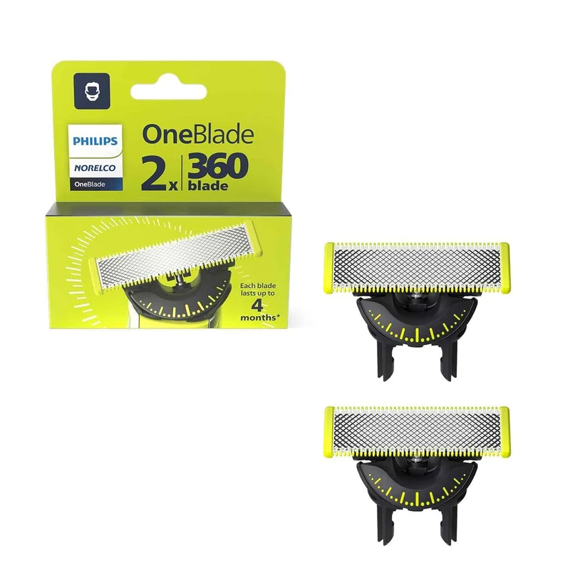 Philips Norelco OneBlade 360 Genuine Replacement Blades for OneBlade Electric Shaver - 2 Pack, Model QP420/80