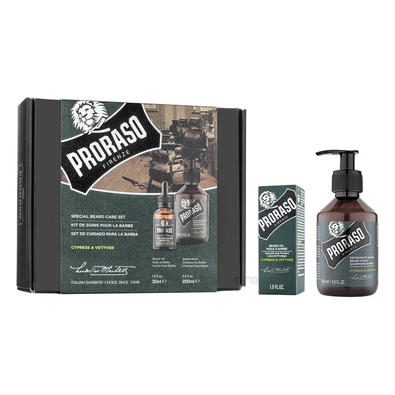 Presentask, Duo Pack, Skäggschampo & Skäggolja, Cypress & Vetiver