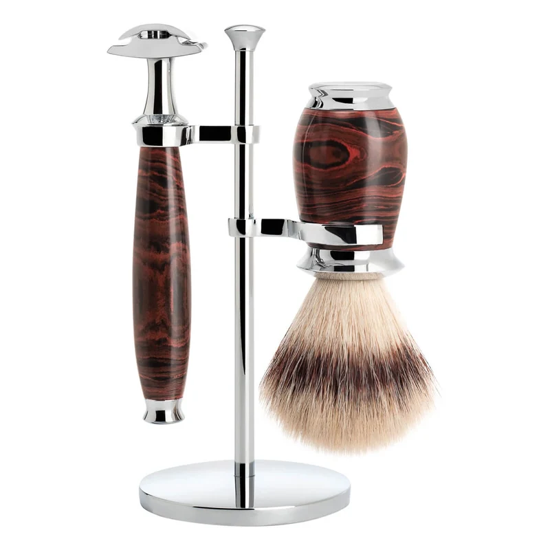 Rakset med Säkerhetshyvel, Silvertip Fibre® Rakborste och hållare, Purist, Ebonite
