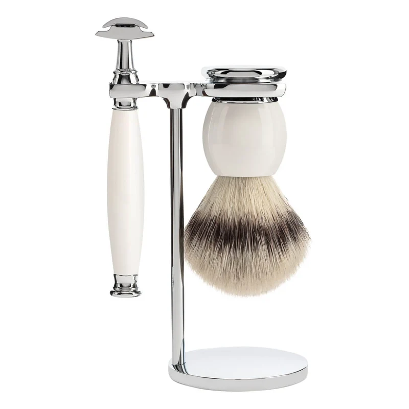 Rakset med Säkerhetshyvel, Silvertip Fibre® Rakborste och Hållare, Sophist, Porslin